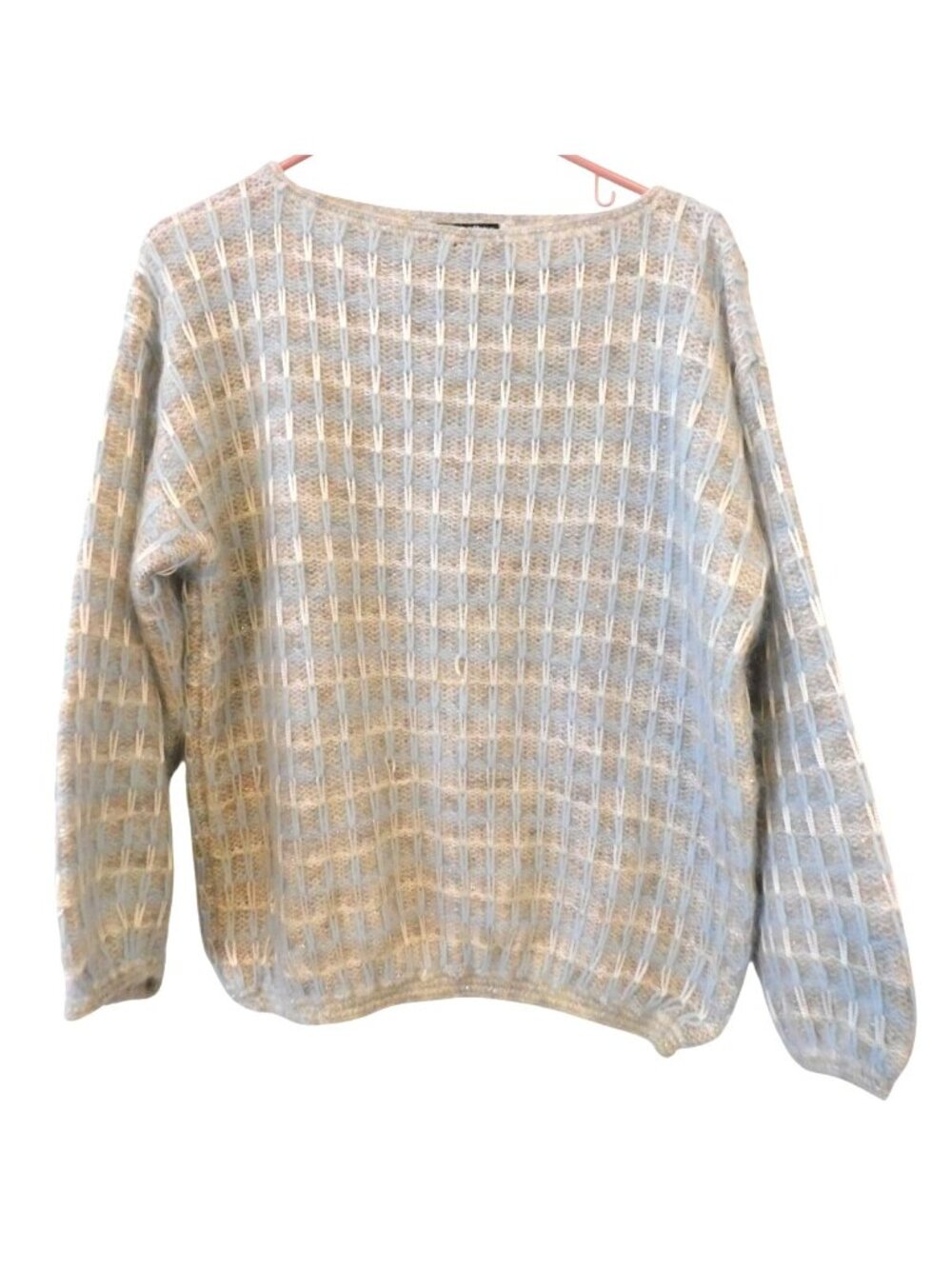 Candida Bing Hand Knits Angora Blend Sweater L Made In Italy Light Blue Luxury